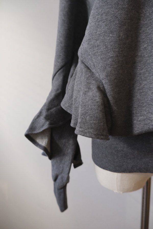 画像5: naokitomizuka (ナオキトミヅカ) WILD THINGS Half zip ruffled sweat shirt grey (5)