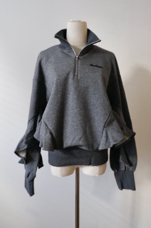 画像2: naokitomizuka (ナオキトミヅカ) WILD THINGS Half zip ruffled sweat shirt grey (2)