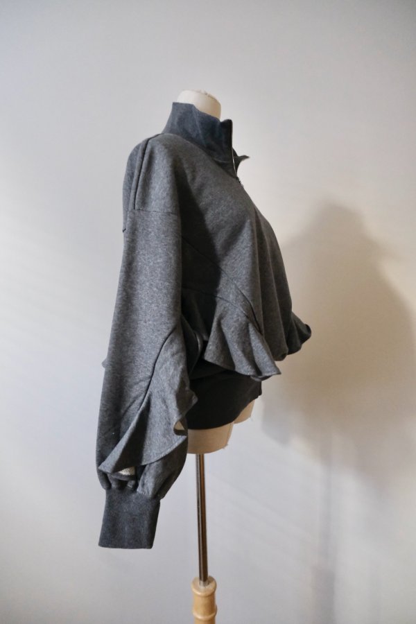 画像4: naokitomizuka (ナオキトミヅカ) WILD THINGS Half zip ruffled sweat shirt grey (4)