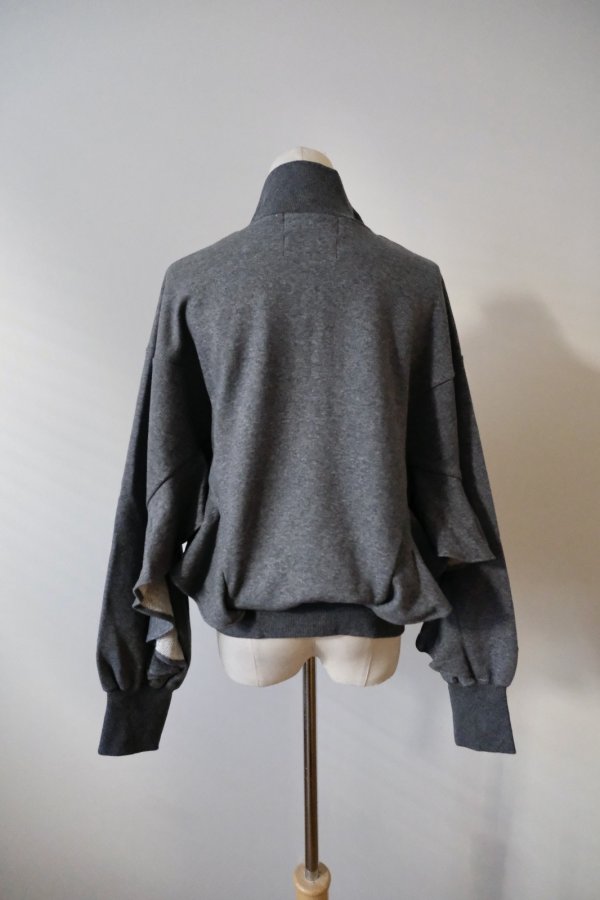 画像3: naokitomizuka (ナオキトミヅカ) WILD THINGS Half zip ruffled sweat shirt grey (3)