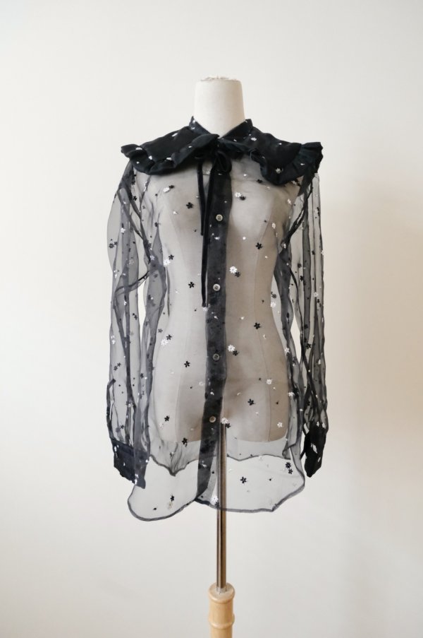 画像1: naokitomizuka (ナオキトミヅカ) Embroidery organdy shirt (1)