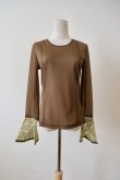 画像1: AOIWANAKA  レースカフスシアーカットソー brown (1)