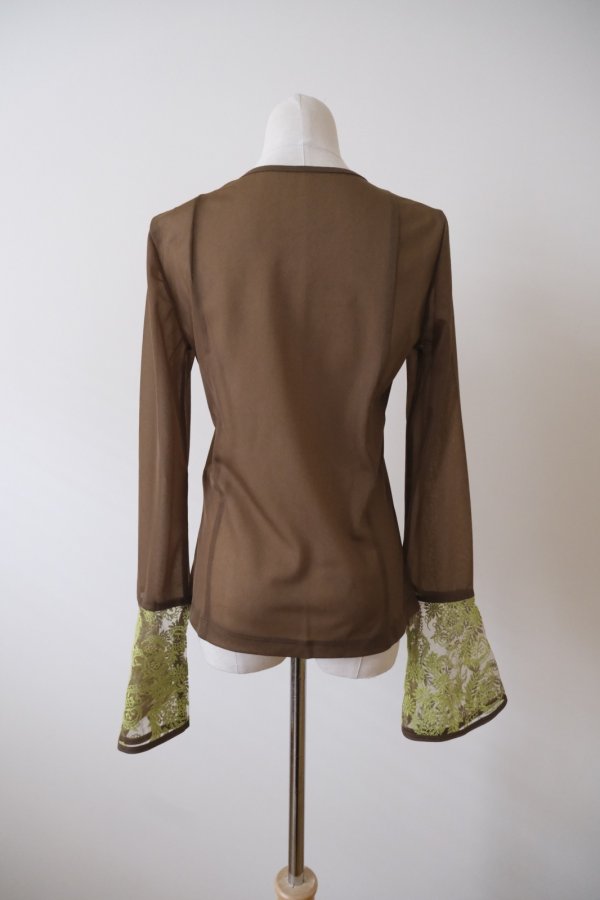 画像3: AOIWANAKA  レースカフスシアーカットソー brown (3)