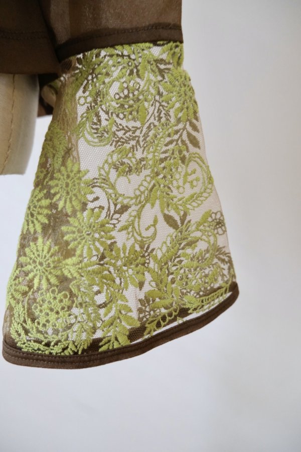 画像6: AOIWANAKA  レースカフスシアーカットソー brown (6)