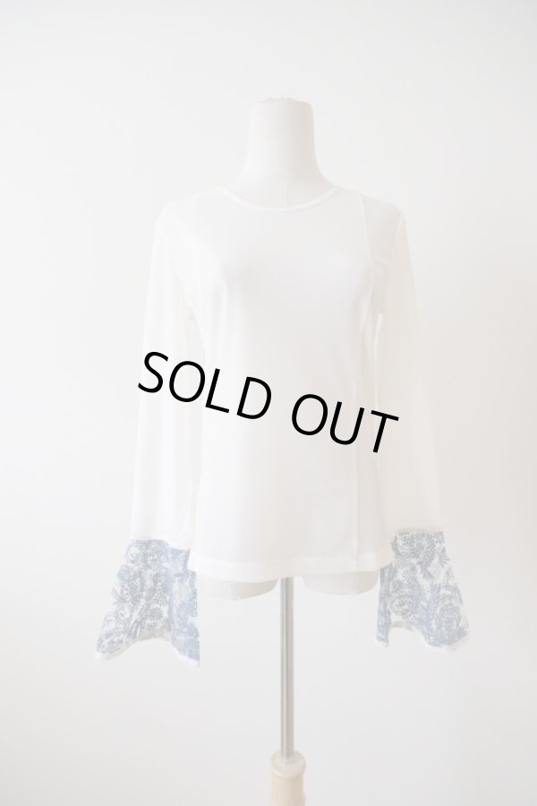 画像1: AOIWANAKA  レースカフスシアーカットソー white (1)