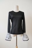 画像1: AOIWANAKA  レースカフスシアーカットソー  black (1)