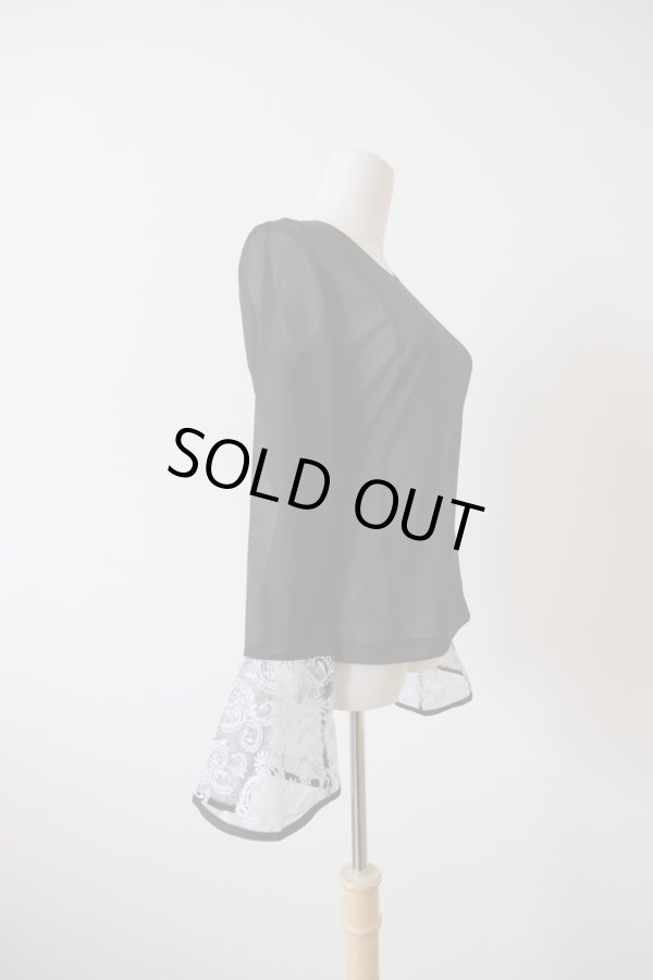 画像2: AOIWANAKA  レースカフスシアーカットソー  black (2)