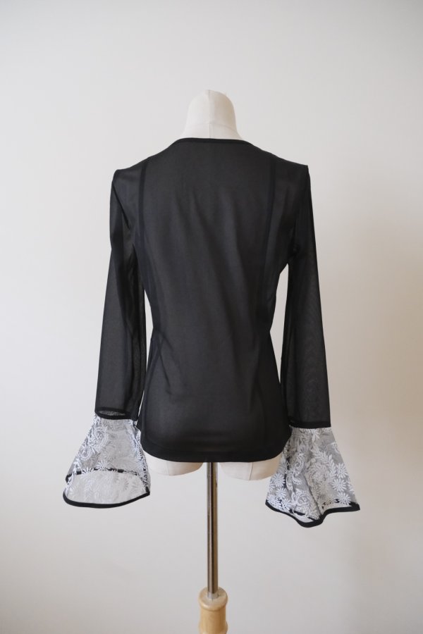 画像3: AOIWANAKA  レースカフスシアーカットソー  black (3)