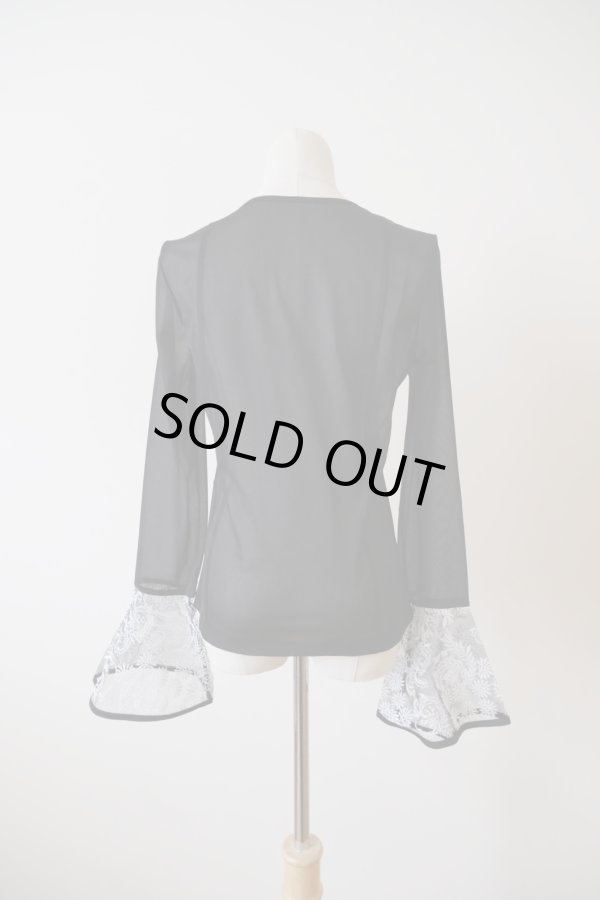 画像3: AOIWANAKA  レースカフスシアーカットソー  black (3)