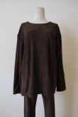 画像1: kéngo (ケンゴ )cotton linen pile long tee coffee (1)