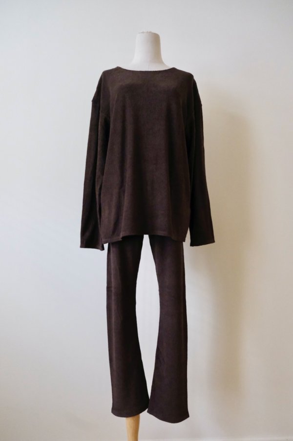 画像4: kéngo (ケンゴ )cotton linen pile long tee coffee (4)