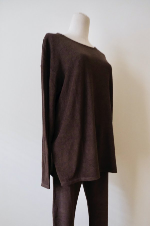 画像2: kéngo (ケンゴ )cotton linen pile long tee coffee (2)