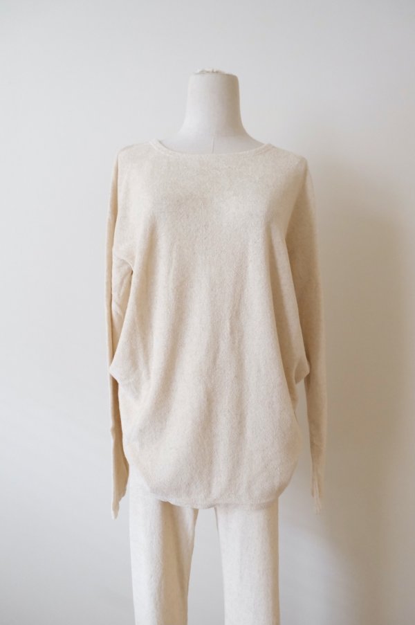 画像1: kéngo (ケンゴ )cotton linen pile long tee kinari (1)