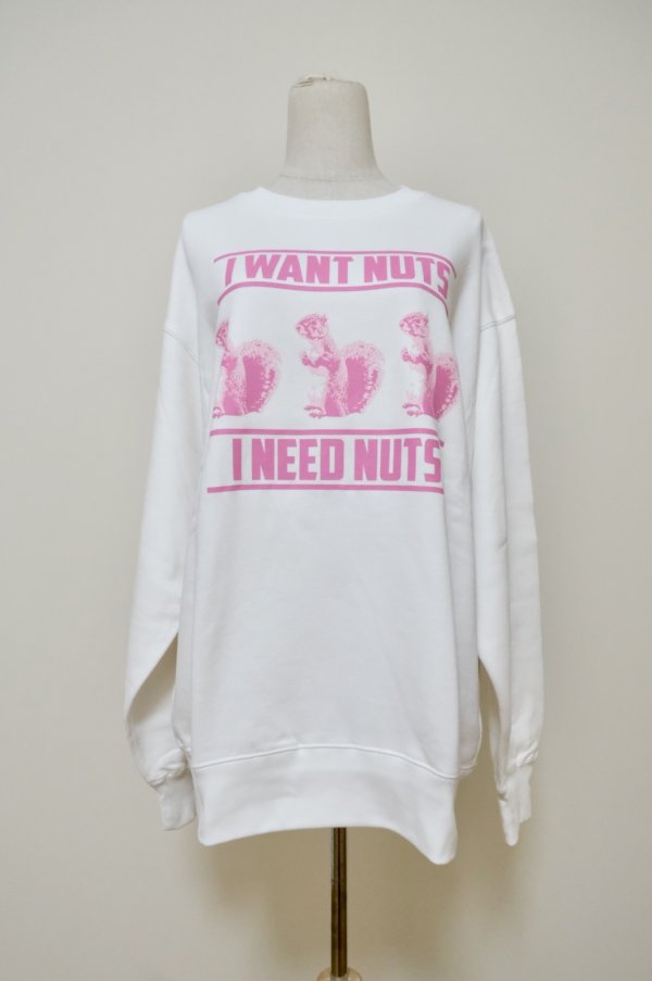 画像1: NON TOKYO PRINT SQUIRREL PULLOVER SWEAT white (1)