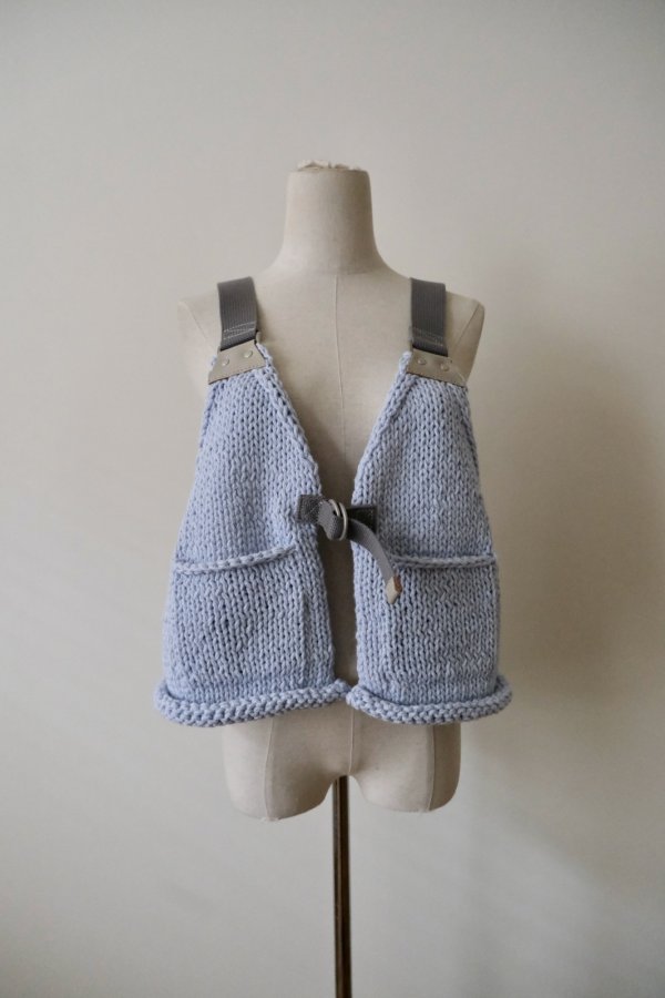 画像1: uca hand-knit hunting vest sax blue (1)