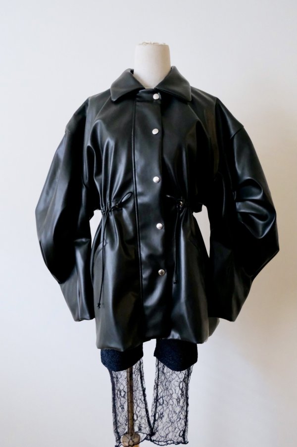 画像1: DECO depuis 1985  FAKE LEATHER OPEN JACKET (1)