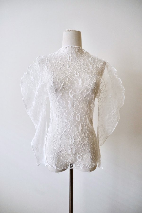 画像1: DECO depuis 1985  LINE CODE LACE UNE TOPS white (1)
