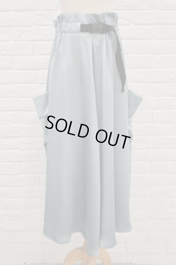 画像2: youmolaugh ユーモラフ　サテンガチャベルトスカート　sax (2)