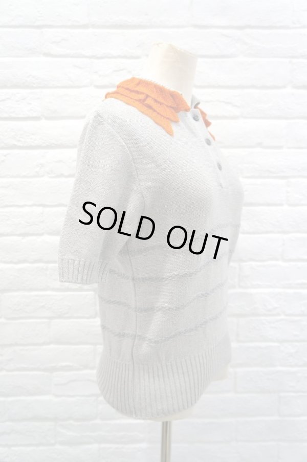 画像2: NON TOKYO（ノントーキョー） フリルカラーニットポロ　grey (2)