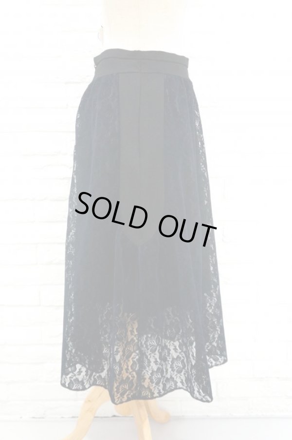 画像3: LOKITHO (ロキト) FLOCKEY LACE GYATHRED SKIRT navy (3)