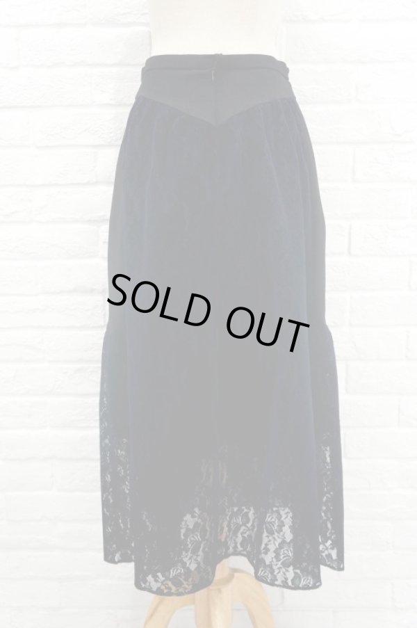 画像2: LOKITHO (ロキト) FLOCKEY LACE GYATHRED SKIRT navy (2)