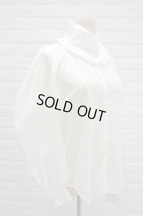 画像3: DECO depuis 1985 (デコ ドゥピュイイチキューハチゴー) 60 RAWN LACE HIGH NECK SHIRTS white (3)