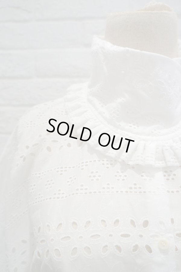 画像6: DECO depuis 1985 (デコ ドゥピュイイチキューハチゴー) 60 RAWN LACE HIGH NECK SHIRTS white (6)