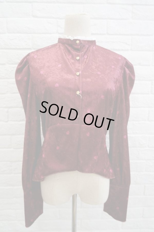 画像1: DECO depuis 1985 (デコ ドゥピュイイチキューハチゴー) Flower pt velvet tops azuki (1)