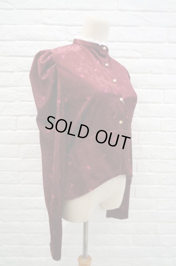 画像2: DECO depuis 1985 (デコ ドゥピュイイチキューハチゴー) Flower pt velvet tops azuki (2)