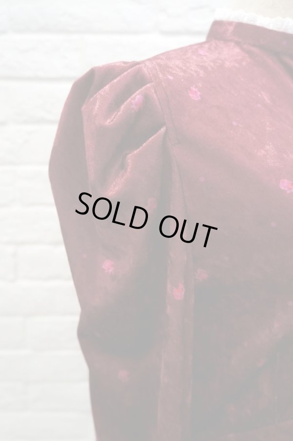 画像3: DECO depuis 1985 (デコ ドゥピュイイチキューハチゴー) Flower pt velvet tops azuki (3)