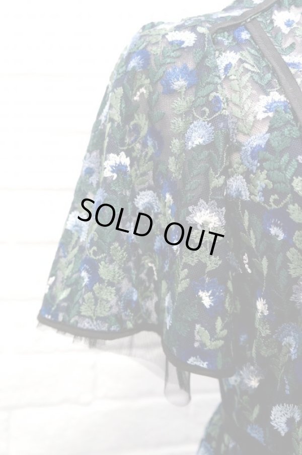 画像5: チュール刺繍ワンピース FLOWER EMBROIDERY DRESS　blue (5)