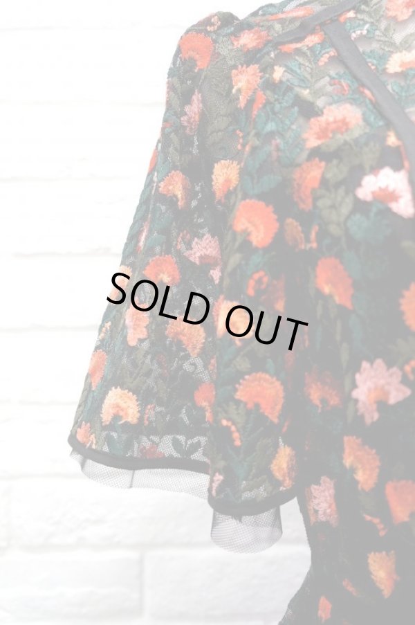 画像3: FLOWER EMBROIDERY DRESS red (3)