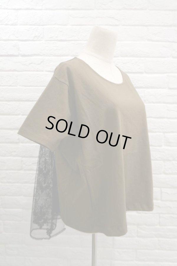 画像3: YuumiAria（ユウミアリア） ORIGINAL EMBROIDERY LACE T-SHIRT khaki (3)