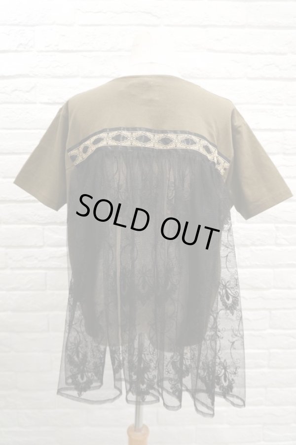 画像4: YuumiAria（ユウミアリア） ORIGINAL EMBROIDERY LACE T-SHIRT khaki (4)