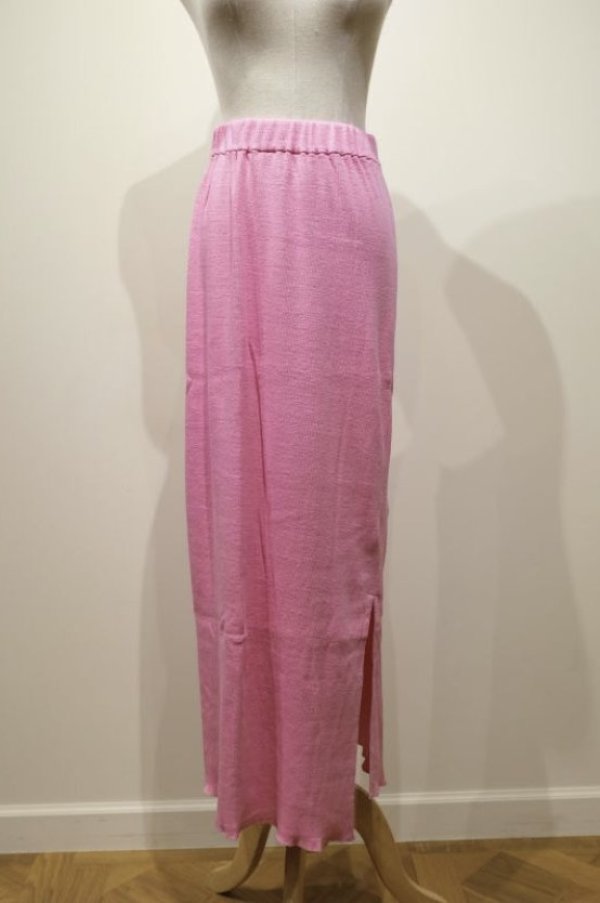 画像1: kéngo (ケンゴ) one slit RIB long skirt bright pink (1)