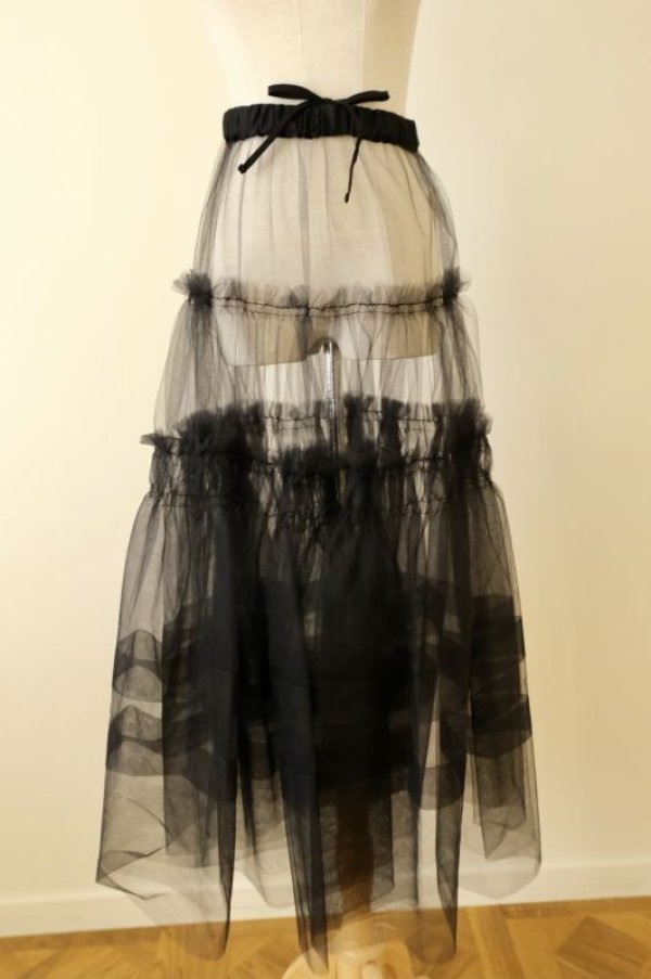 画像1: naokitomizuka (ナオキトミヅカ) Nylon tulle Gather Skirt black (1)