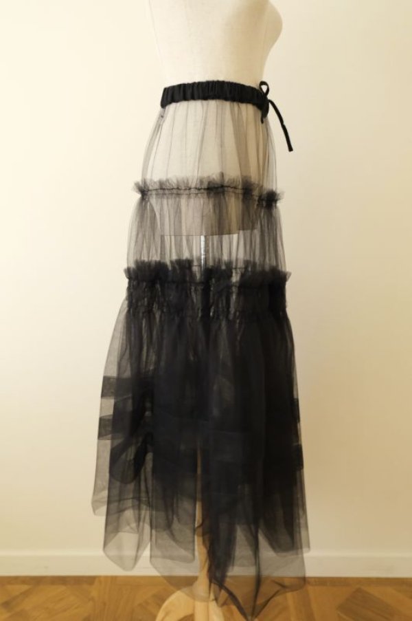 画像3: naokitomizuka (ナオキトミヅカ) Nylon tulle Gather Skirt black (3)