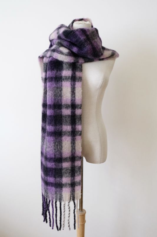 HENRIK VIBSKOV Sliced Wool Scarf Purple Checks